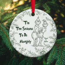 Load image into Gallery viewer, &#39;Tis The Season To Be Naughty - Flirty Green Monster Couples Ornament - Personalized Christmas Gift Ornament PopCulturePrints
