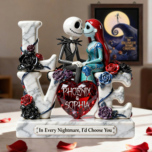 In Every Nightmare, I’d Choose You - Romantic Skeleton Couple Acrylic Plaque | Personalized Gift for Couples Shaped Plaques PopCulturePrints