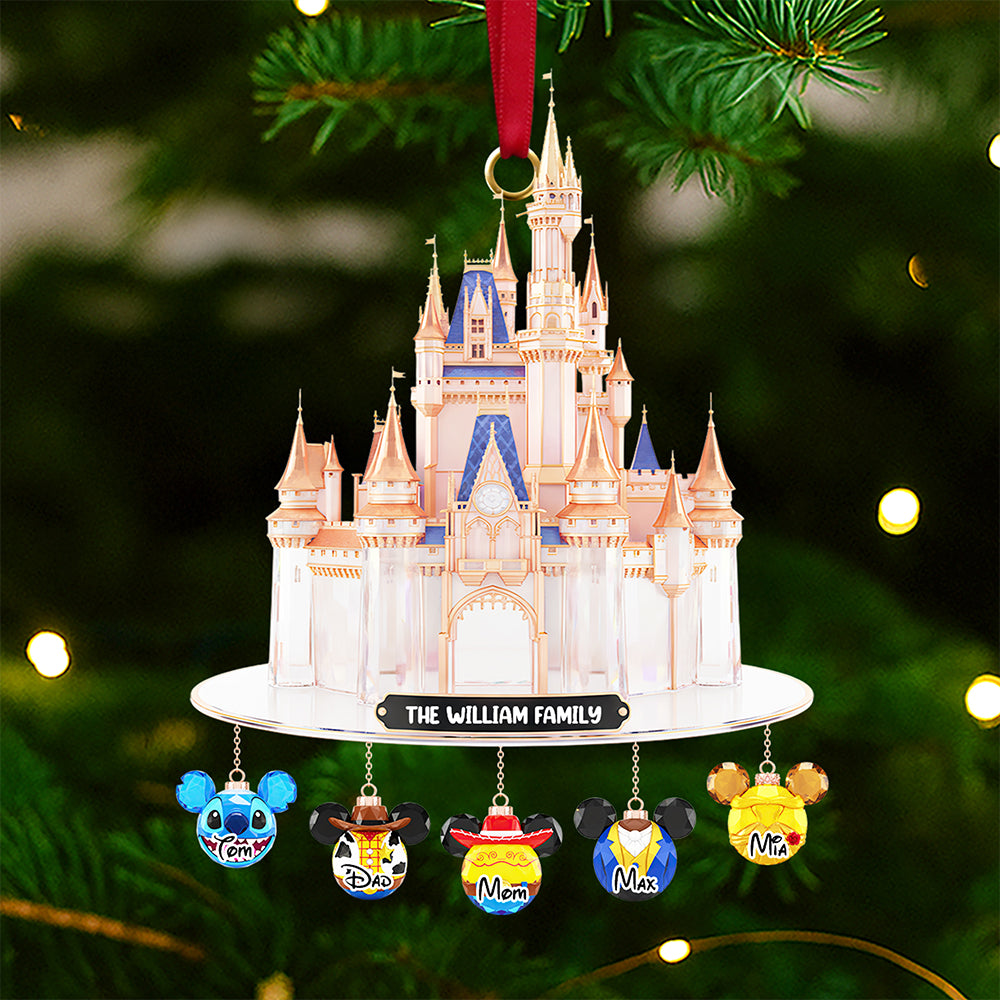 “Create Magical Memories” - Personalized Castle Family Christmas Ornament - Ideal Gift for Families, Friends, and Disney Lovers Ornament PopCulturePrints