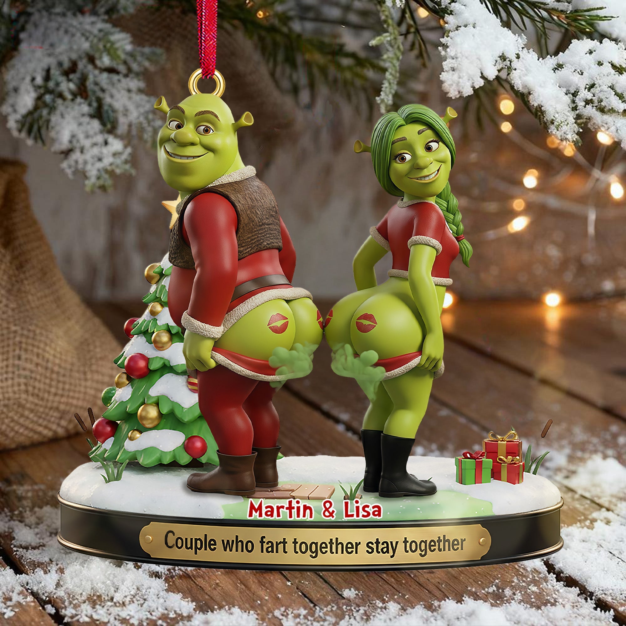 Couple Who Fart Together Stay Together - Funny Personalized Ornament for Laughing Couples Ornament PopCulturePrints