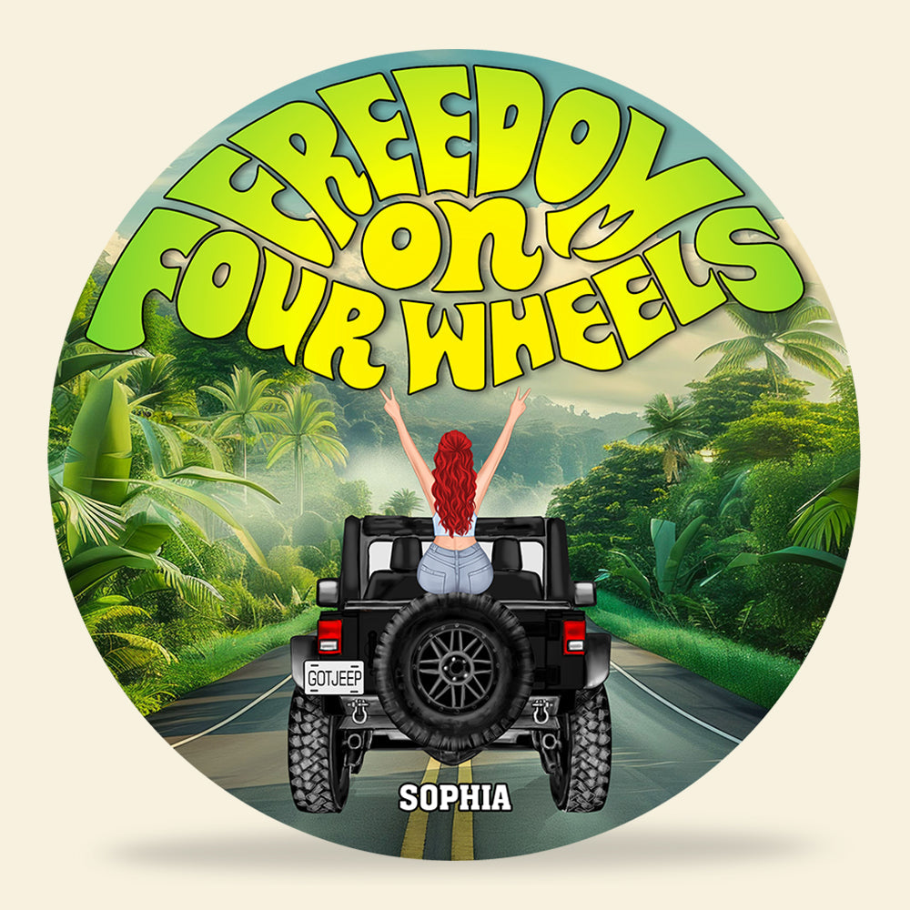 Personalized Jeep Spare Tire Cover - Freedom on Four Wheels Design