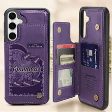 Load image into Gallery viewer, “Cherished Moments with Grandma” - Personalized Leather Flip Wallet Phone Case - Perfect Gift for Mom and Grandma Leather Flip Wallet Phone Case PopCulturePrints
