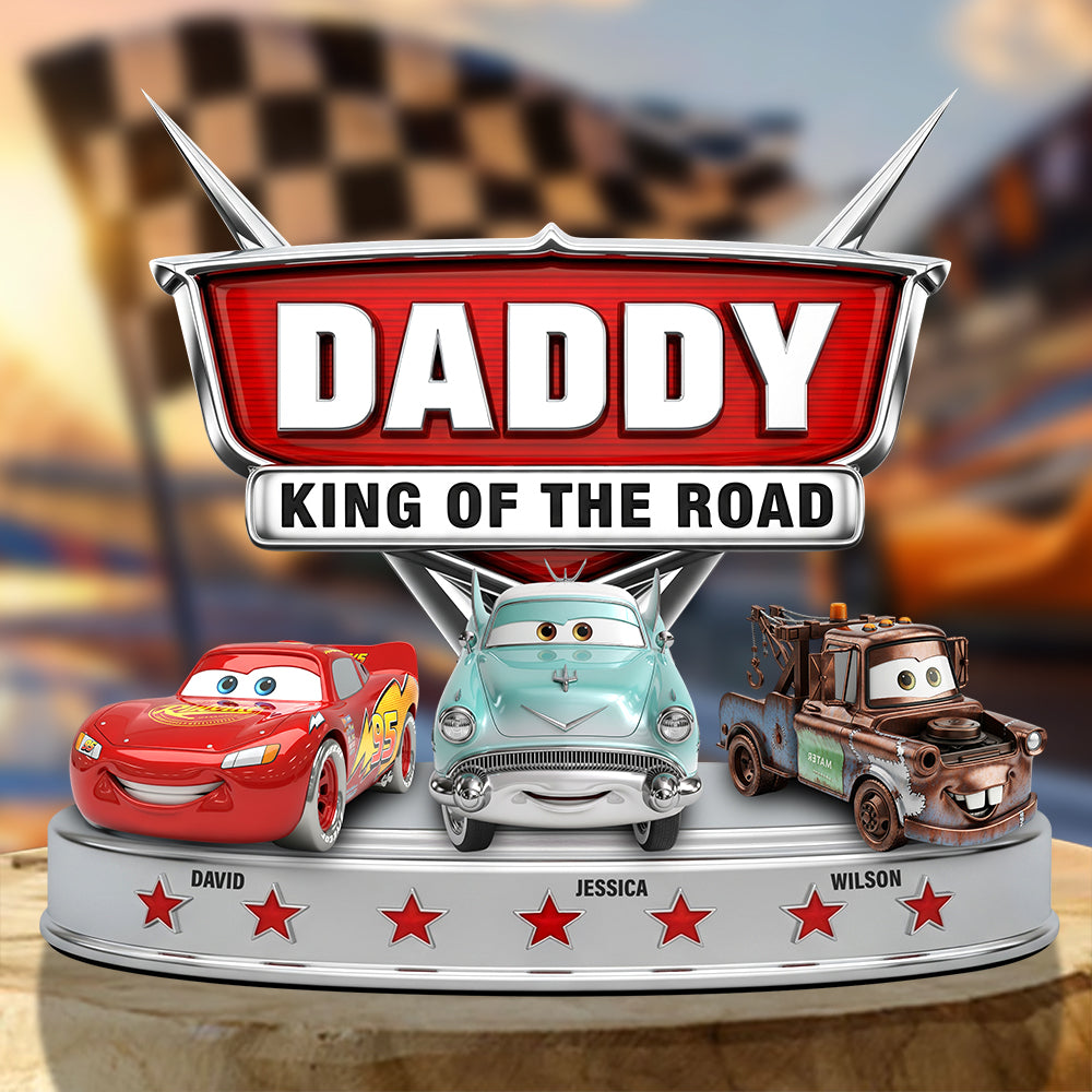 “Daddy King of the Road” - Personalized Acrylic Plaque Gift for Dad, Grandpa, Family Shaped Plaques PopCulturePrints