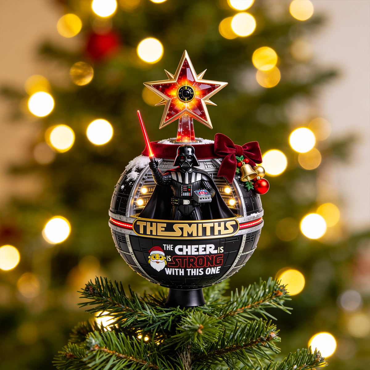 "May the Cheer Be Strong" - Personalized Tree Topper for Family Christmas Gifts Ornament PopCulturePrints