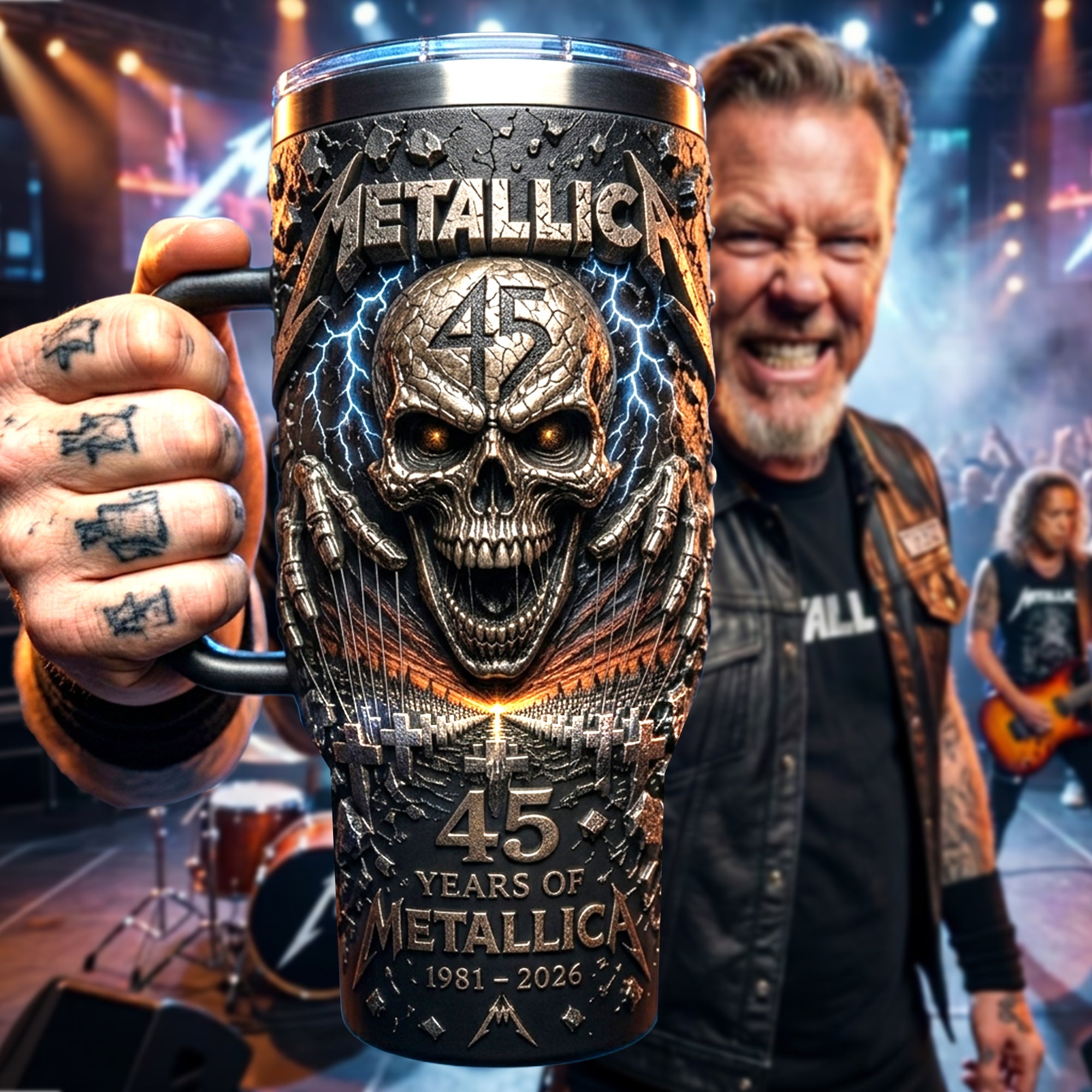 Celebrate 45 Years of Metallica with a Personal Touch - Skull 40oz Tumbler Handle