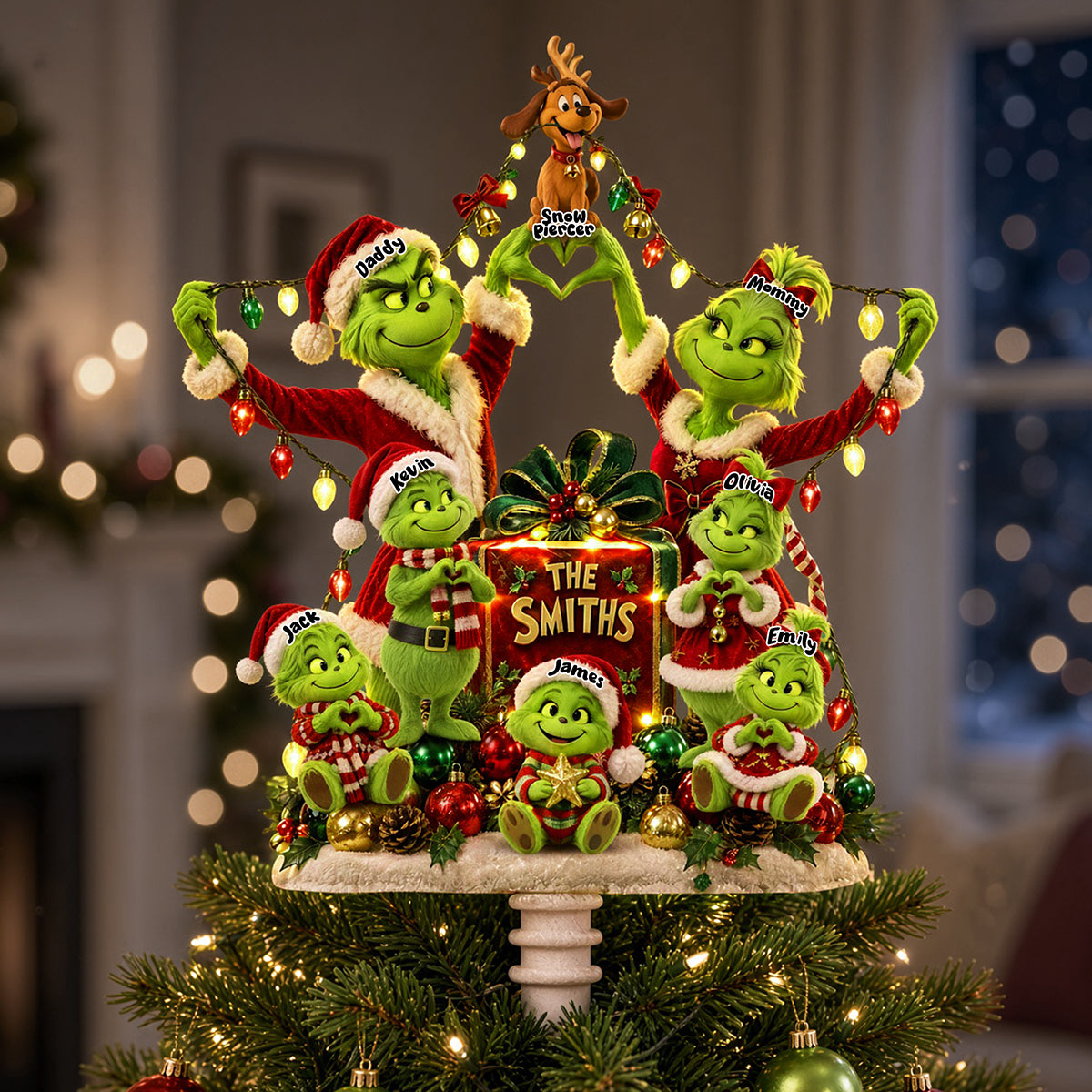“Celebrate Family Joy” - Mischievous Christmas Tree Topper - Personalized Gifts for Family