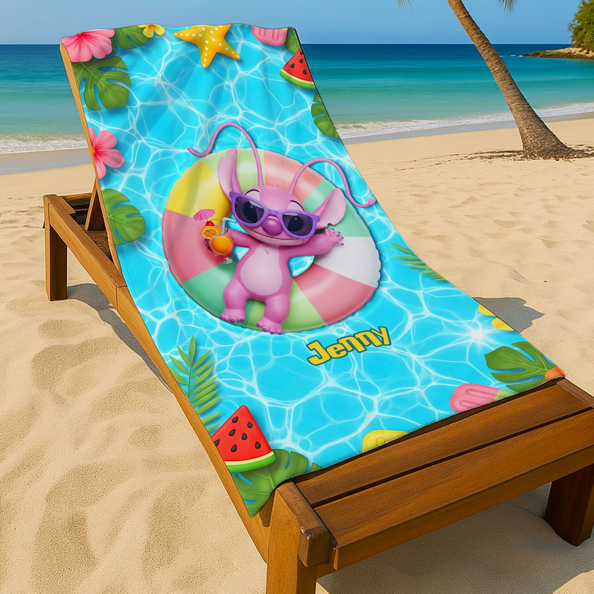 "Make a Splash This Summer!" - Cute Alien Beach Towel, Personalized Gift for Cartoon Lovers Beach Towel PopCulturePrints