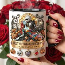 Load image into Gallery viewer, Kiss of Love - Personalized Kissing Skeleton Couple Coffee Mug | Perfect Gift for Couples Coffee Mug PopCulturePrints
