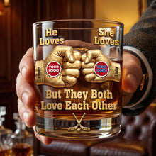 Load image into Gallery viewer, He Loves, She Loves - Personalized Rival Team Couple Round Glass Gift

