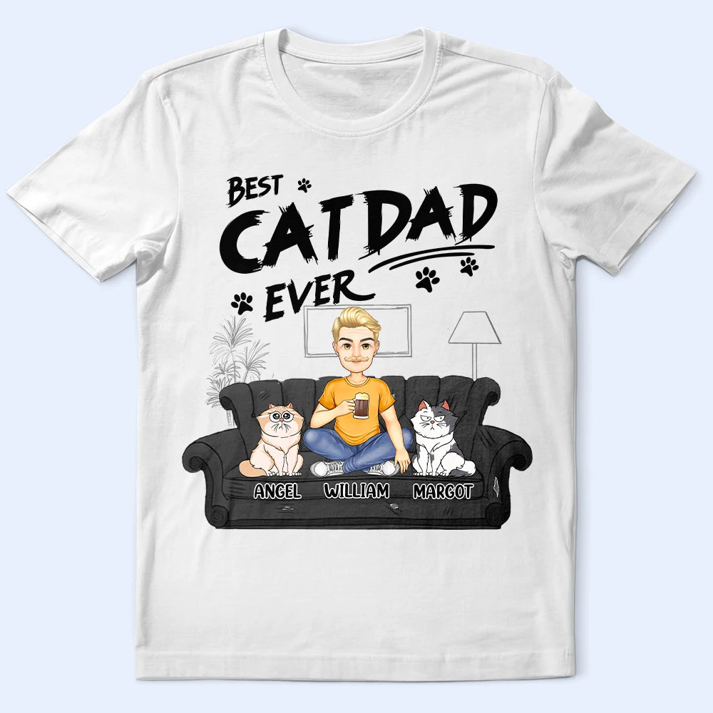 Best Cat Dad Ever - Personalized T-Shirt T-shirt PopCulturePrints