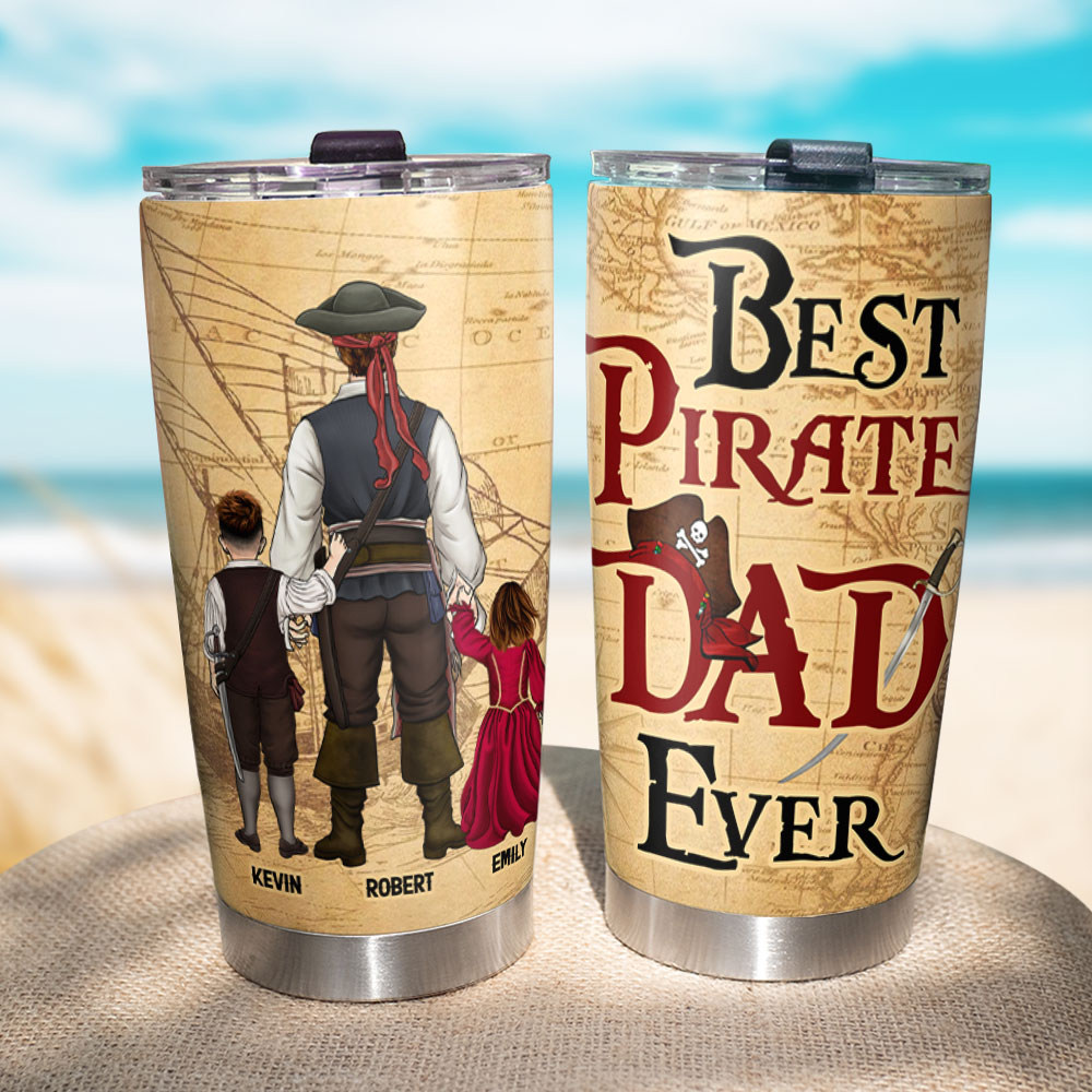 Best Pirate Dad Ever - Personalized Tumbler for Father's Day Tumbler Cup PopCulturePrints