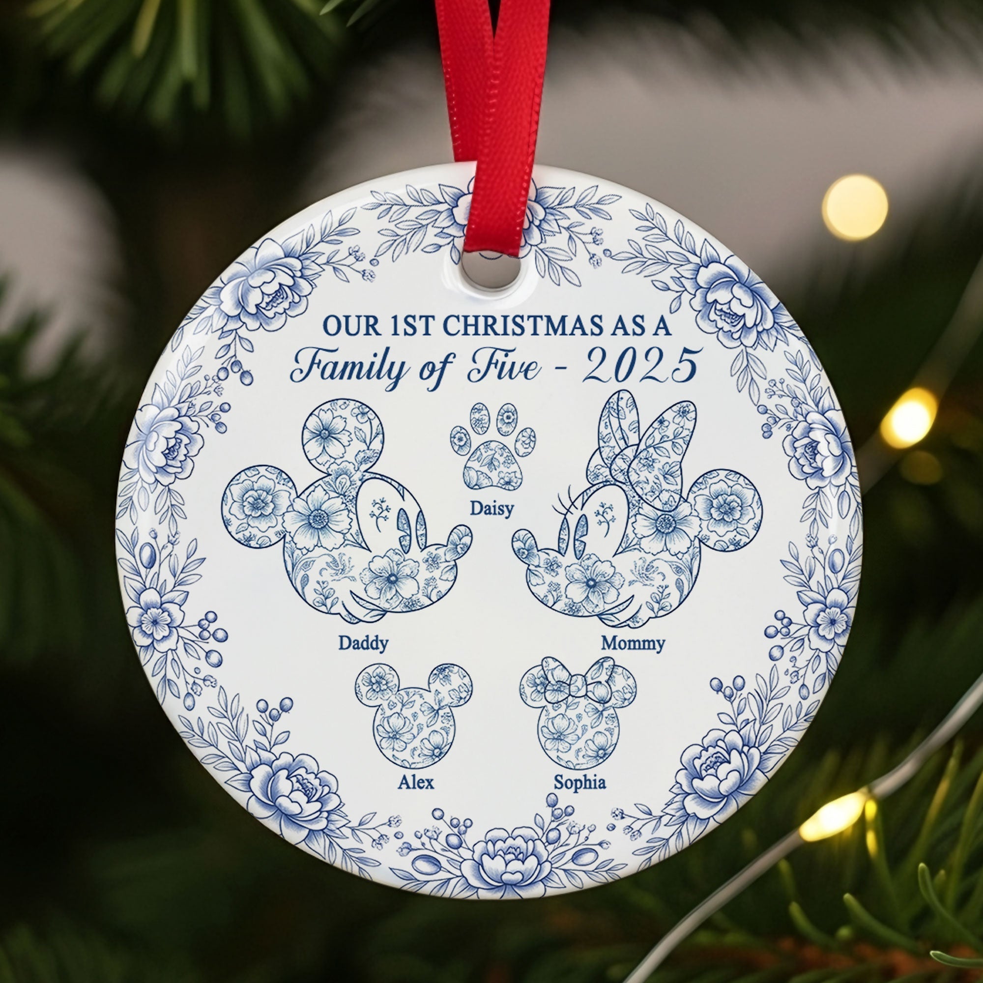 Cute Four Toile Family Ornament - Personalized Family Gift for Every Occasion Ornament PopCulturePrints