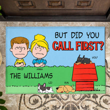 Load image into Gallery viewer, Personalized Dog Lover Couple Doormat - Call First Design
