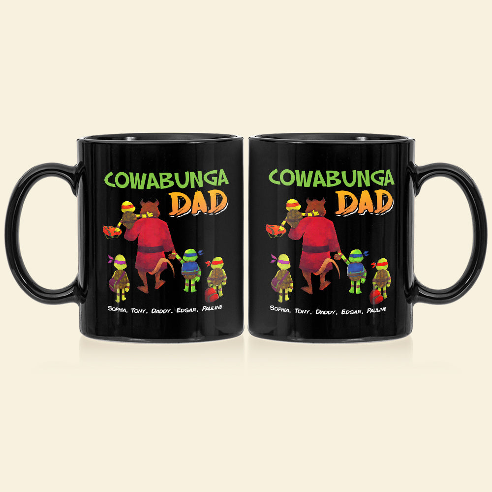 Cowabunga Dad Personalized Coffee Mug With Kids' Names Coffee Mug PopCulturePrints