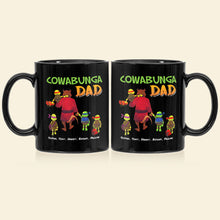 Load image into Gallery viewer, Cowabunga Dad Personalized Coffee Mug With Kids&#39; Names Coffee Mug PopCulturePrints
