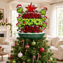 Load image into Gallery viewer, Merry Grinchmas Family Tree Topper - Personalized Christmas Gift for Family
