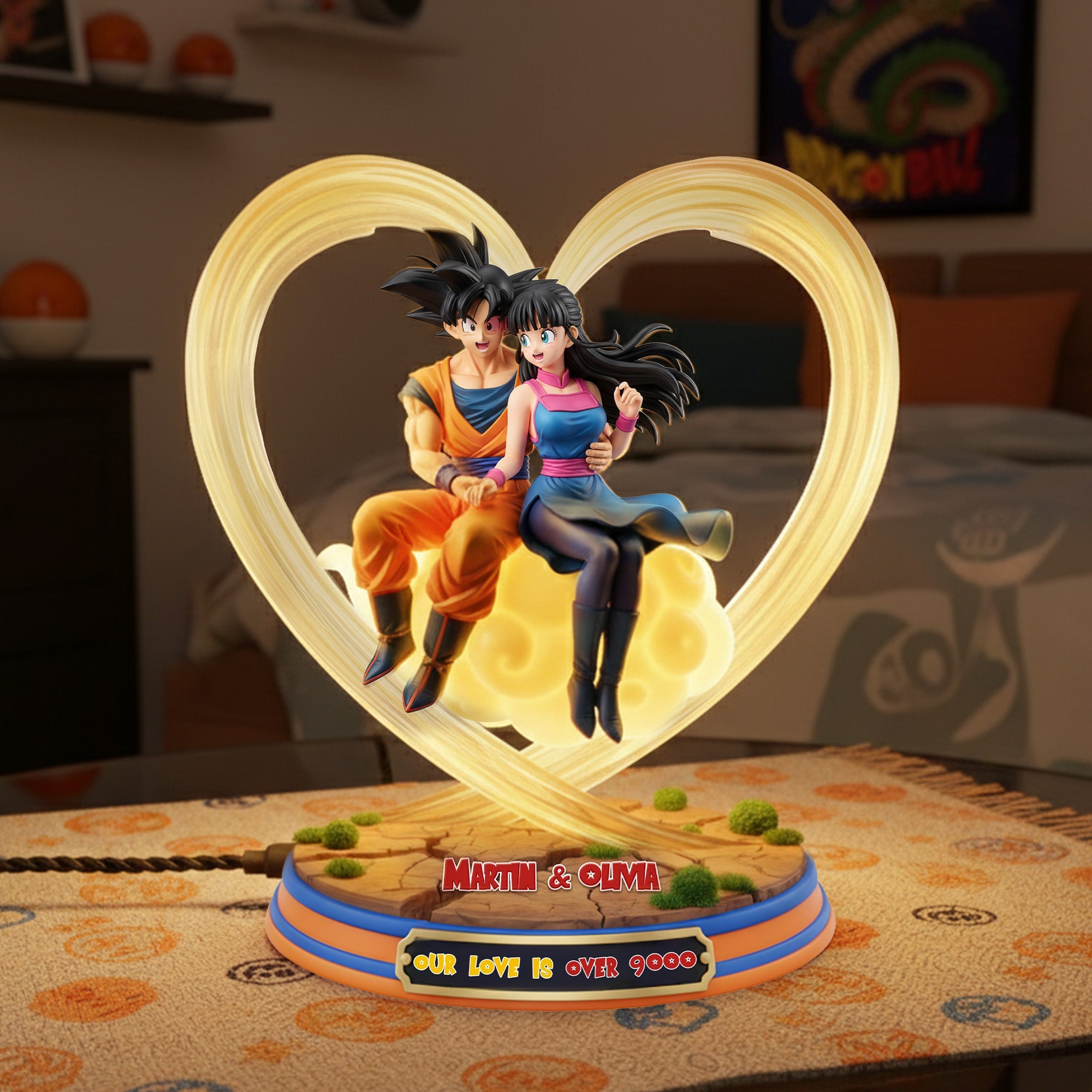 Our Love is Over 9000 - Romantic Couple Acrylic Light Box | Personalized Gifts for Couples Light Box PopCulturePrints