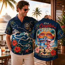 Load image into Gallery viewer, “Create Unforgettable Memories Together” - Personalized Couple Hawaiian Shirt - Custom Gift for Couples, Newlyweds, Anniversary, Romantic Occasion

