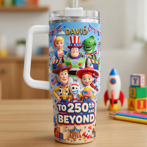 Celebrate 250 Years of America! - Personalized USA 250th Anniversary Tumbler With Handle - Perfect Gift for Patriots Tumbler Cup PopCulturePrints