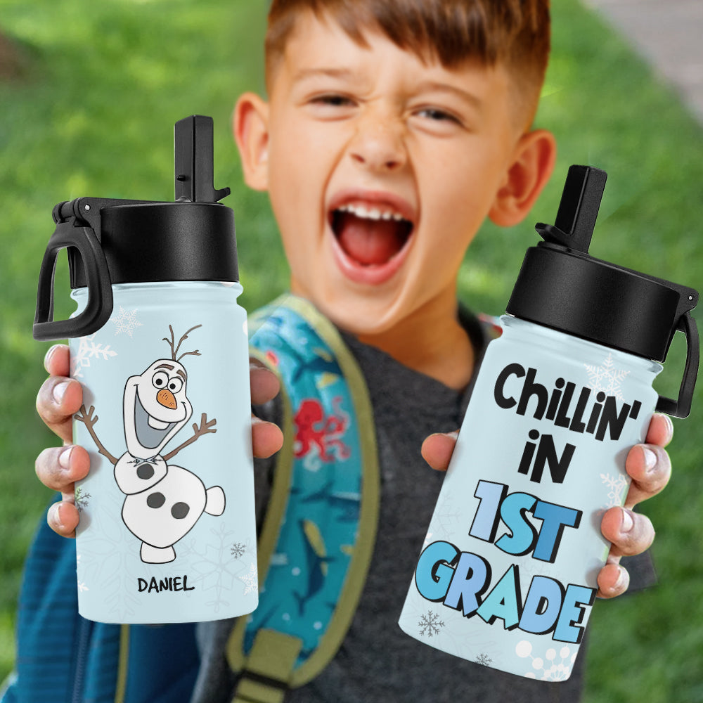 Personalized 1st Grade Tumbler - Chillin' Snowman Design Kid Tumbler PopCulturePrints