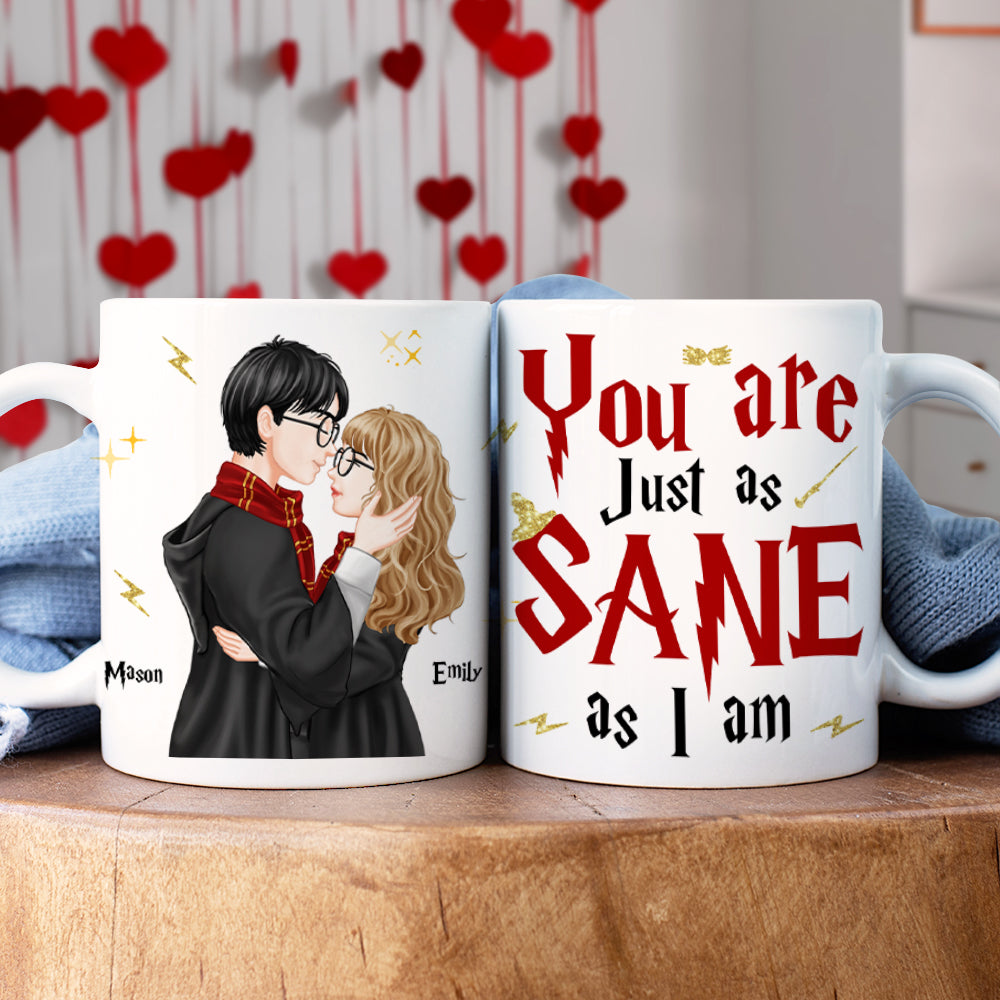 Personalized Magic Fan Couple Mug Set - 'You Are Just as Sane as I Am'