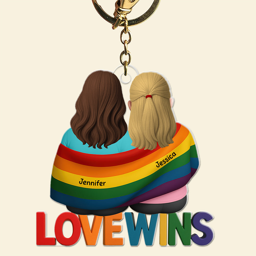“Love Wins” - Personalized LGBT Keychain - Unique Gift for Couples, Friends, and Loved Ones Keychains PopCulturePrints
