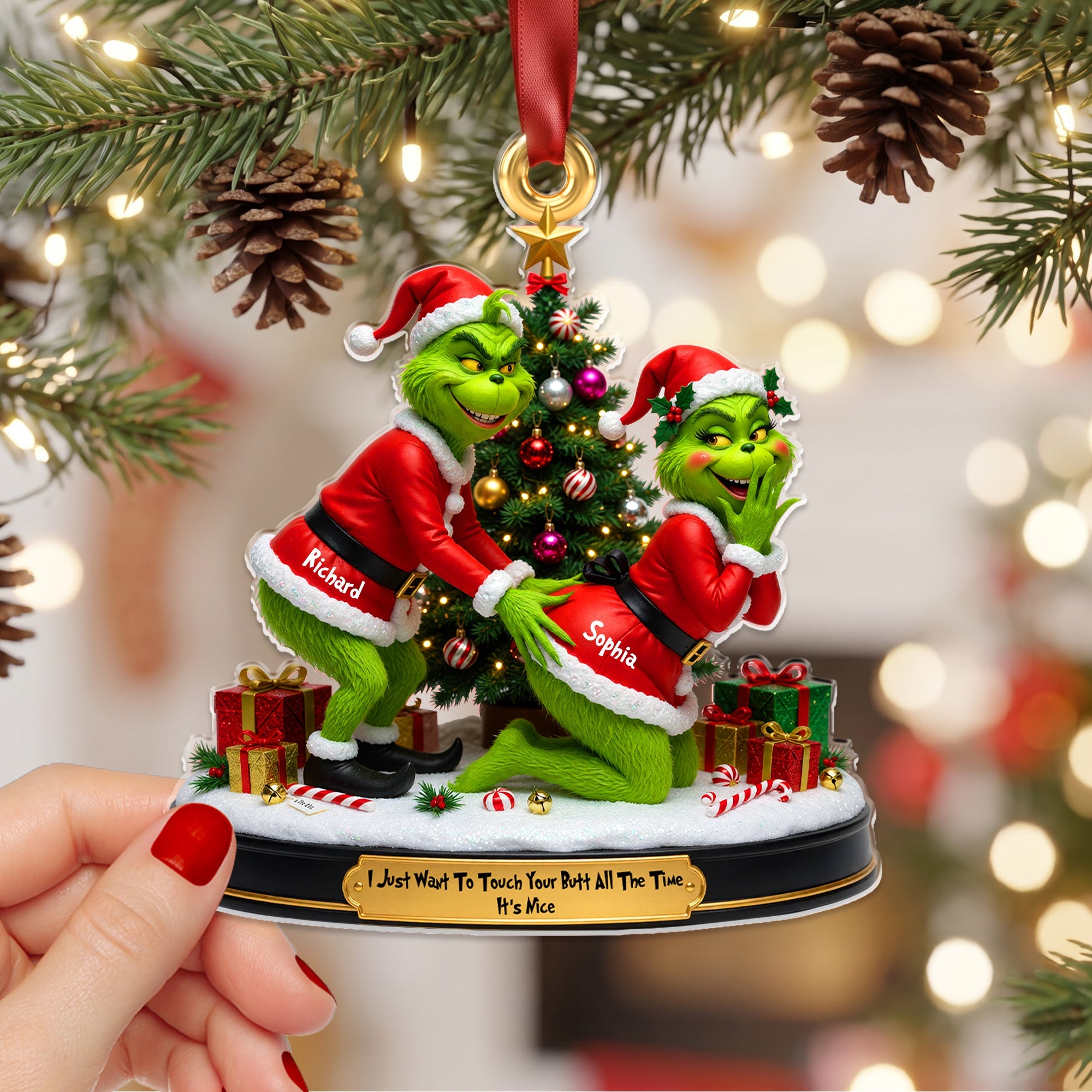 I Just Want To Touch Your Butt All The Time - Playful Touch Couple Ornament - Personalized Gift for Couples Ornament PopCulturePrints