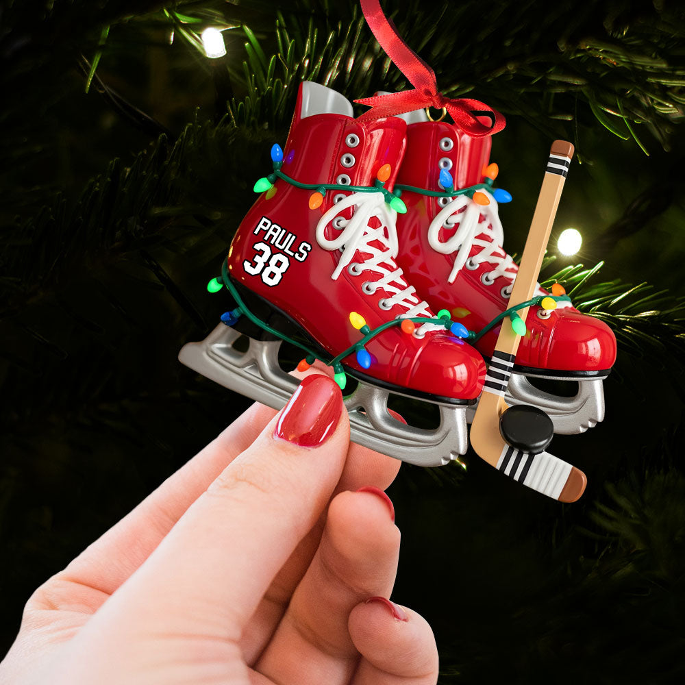 "Skate into the Holidays with Style!" - Ice Hockey Skates Ornament - Personalized Gift for Ice Hockey Lovers Ornament PopCulturePrints