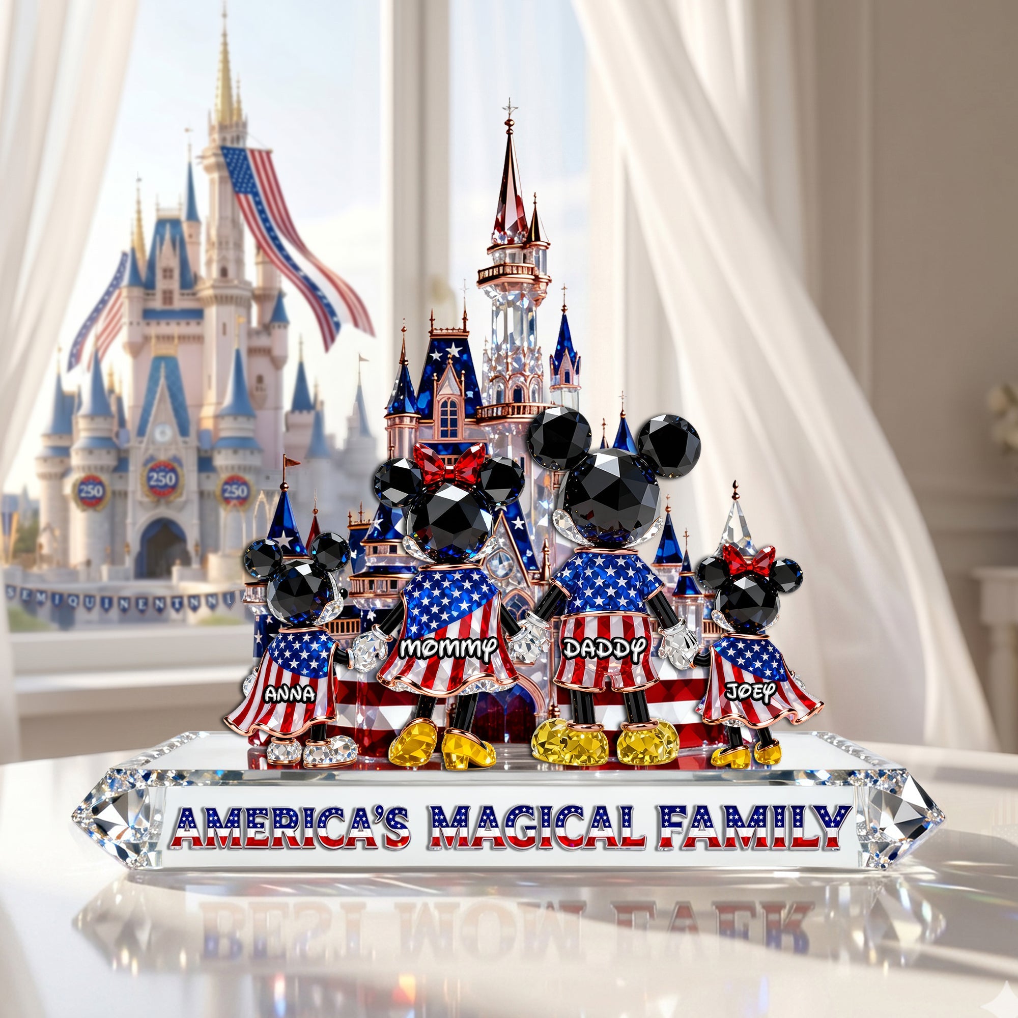 “Celebrate Your Family’s Magic” - Proud American Family Acrylic Plaque - Personalized Gift for Family Shaped Plaques PopCulturePrints