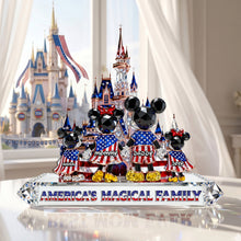 Load image into Gallery viewer, “Celebrate Your Family’s Magic” - Proud American Family Acrylic Plaque - Personalized Gift for Family Shaped Plaques PopCulturePrints

