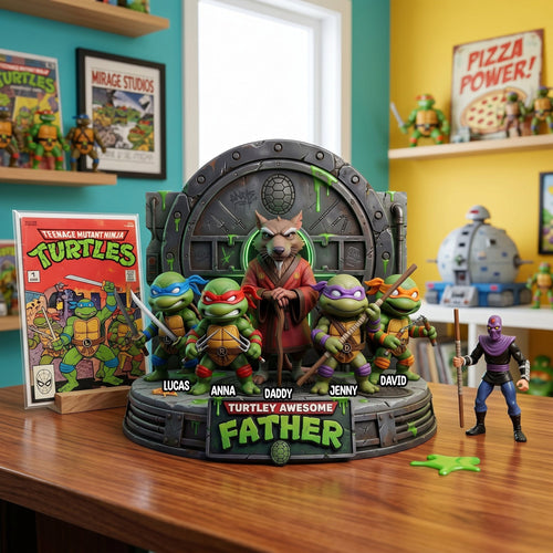 Turtley Awesome Father - Personalized Acrylic Plaque for Dads Shaped Plaques PopCulturePrints