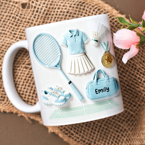 “Unleash Your Game!” Complete Badminton Outfit Coffee Mug - Personalized Gift for Badminton Lovers Coffee Mug PopCulturePrints