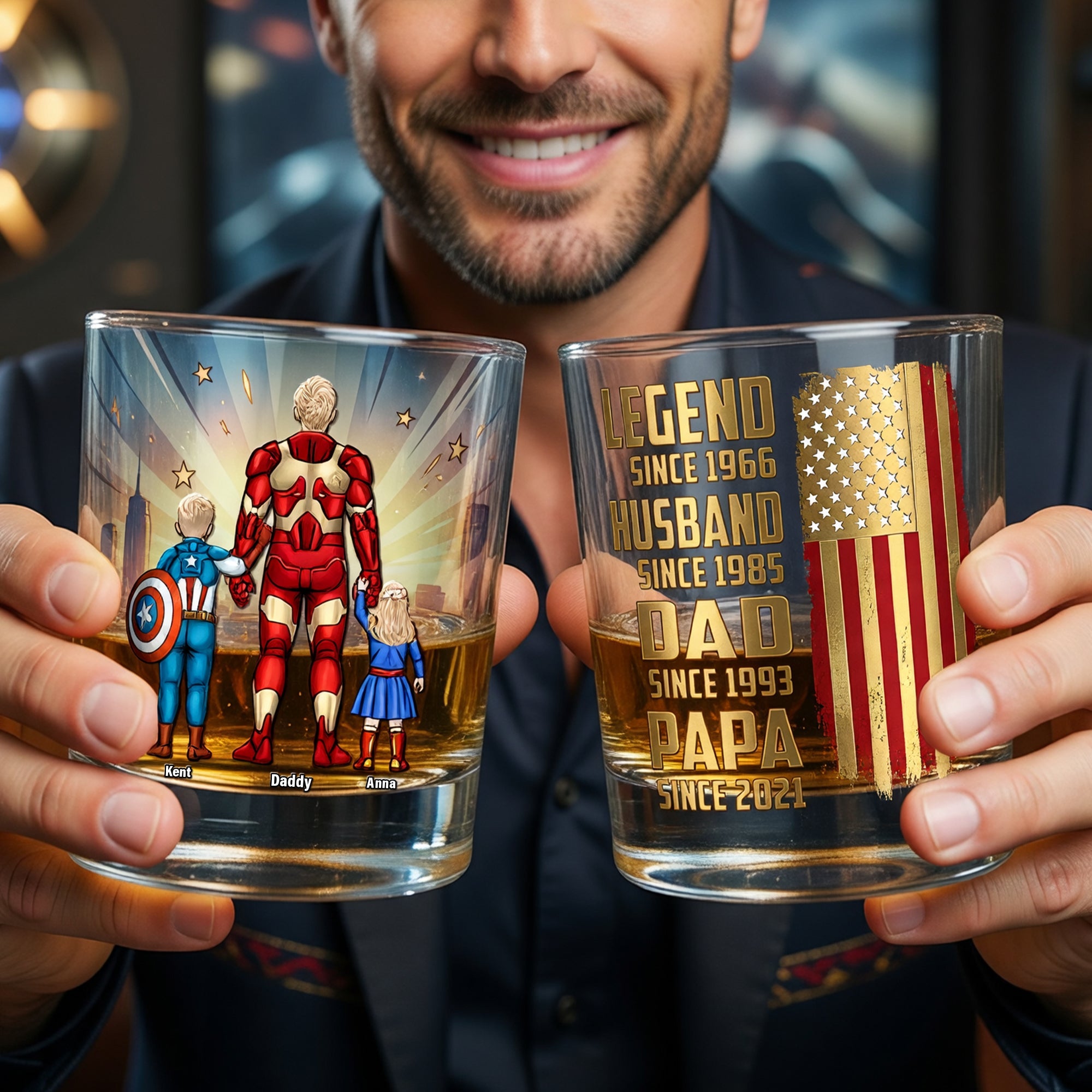 “Super Dad: A Hero in Every Way” - Personalized Round Glass Gift for Dads, Grandpas & More Glass PopCulturePrints