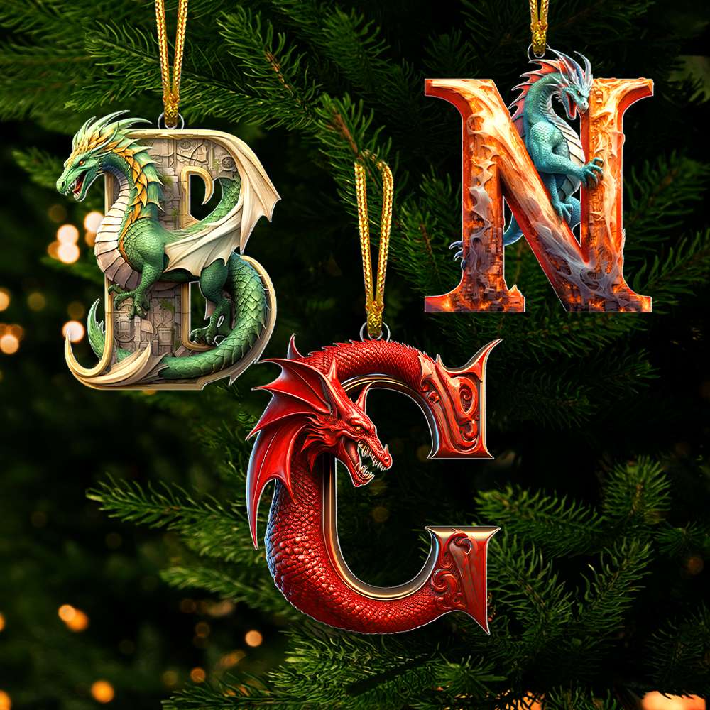Personalized Dragon Alphabet Ornaments - Magical Christmas Décor Ornament PopCulturePrints