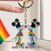 Load image into Gallery viewer, Love is Love - Personalized LGBT Mouse Couple Keychain Keychains PopCulturePrints
