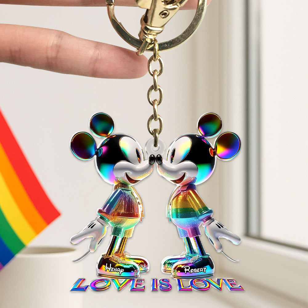 Love is Love - Personalized LGBT Mouse Couple Keychain Keychains PopCulturePrints