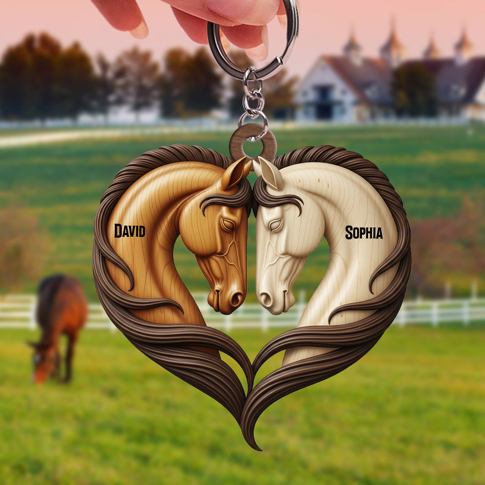 Love Unbridled: Personalized Horse Couple Keychain - Perfect Gifts for Couples Keychains PopCulturePrints