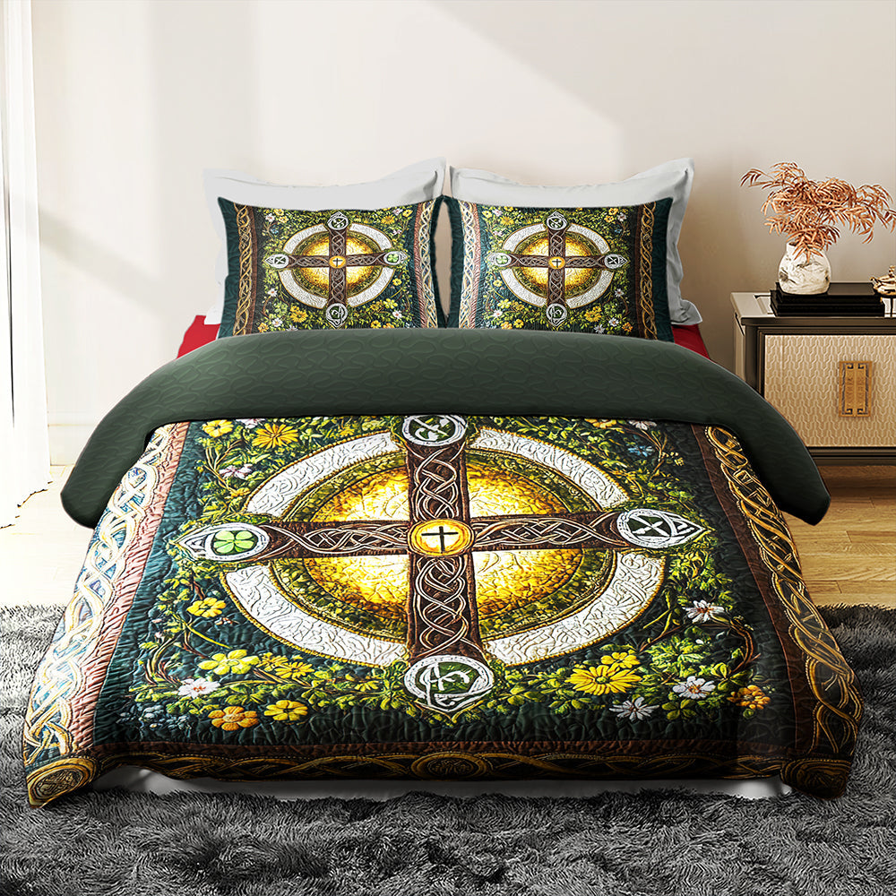St. Patrick's Special Edition Celtic Cross Quilt Bedding Set Blanket PopCulturePrints