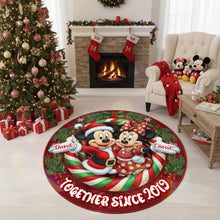 Load image into Gallery viewer, Together Since 2019 - Personalized Christmas Gift for Couples - Quilted Round Mat Doormat PopCulturePrints
