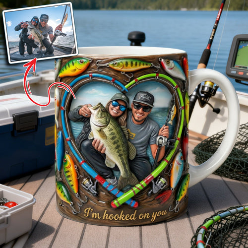 I'm Hooked on You - Custom Fishing Couples Coffee Mug Coffee Mug PopCulturePrints