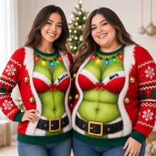 Load image into Gallery viewer, “Naughty or Nice?” Funny Couple Christmas Shirt - Personalized Gift For Couples AOP Products PopCulturePrints

