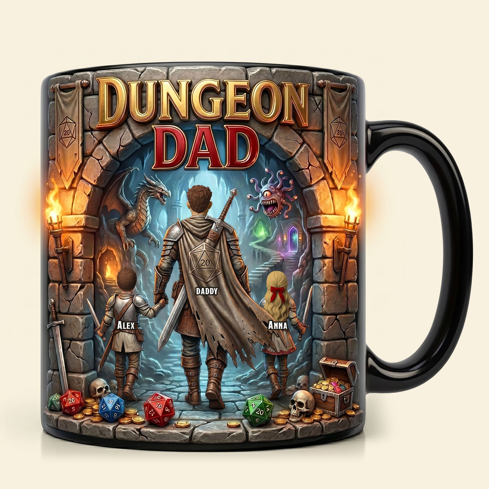 “Adventure Awaits with the Ultimate Dungeon Dad Mug” - Personalized Magic Mug for Father's Day Gifts for Dads and Grandpas Coffee Mug PopCulturePrints