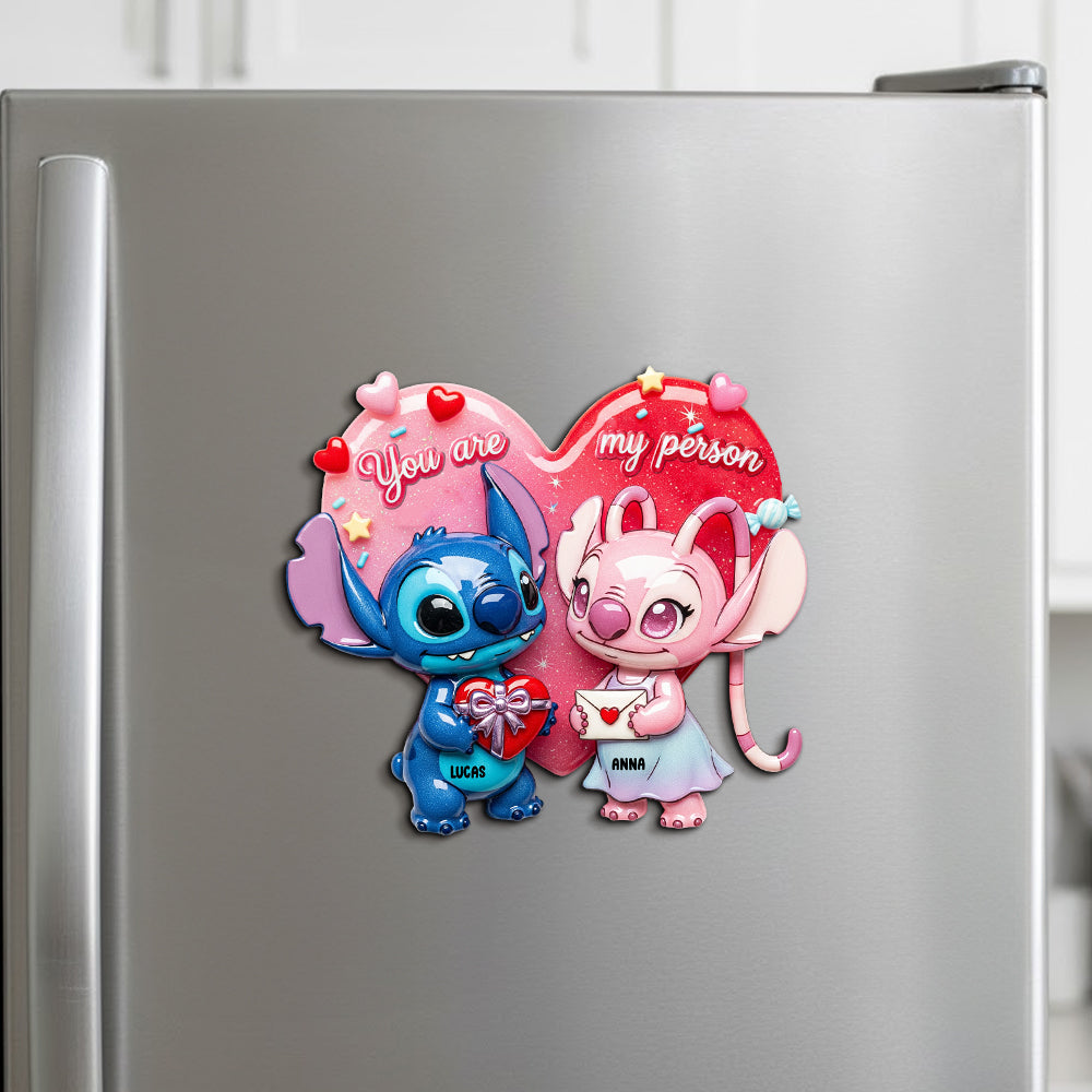 You Are My Person - Cute Alien Couple Personalized Acrylic Fridge Magnet Fridge Magnet PopCulturePrints