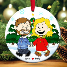 Load image into Gallery viewer, Celebrate Love this Christmas – Personalized Couple Ceramic Ornament Ornament PopCulturePrints
