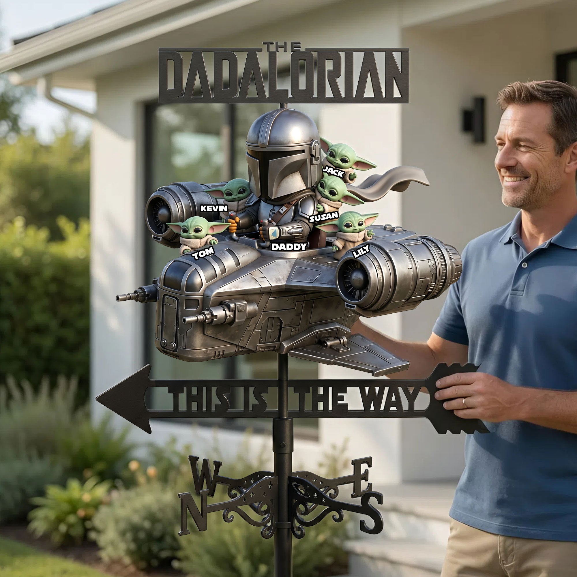 “The Dadalorian: This Is The Way” - Space Hero Dad Metal Weather Vane - Personalized Gift for Dads, Grandpas & Father Figures Metal Signs PopCulturePrints