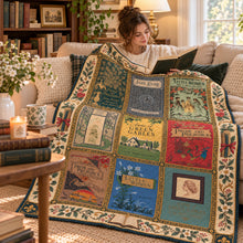 Load image into Gallery viewer, “Curl Up with Your Favorite Stories” - Vintage Book Collection Blanket - Personalized Gift for Book Lovers Blanket PopCulturePrints
