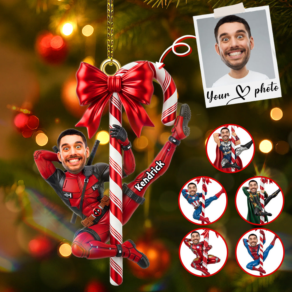 Bring Joy This Christmas with a Custom Photo Funny Hero Ornament - Personalized Gifts for Everyone Ornament PopCulturePrints
