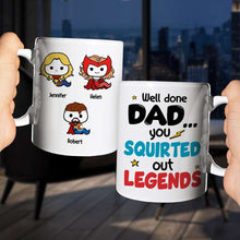 Load image into Gallery viewer, Personalized Superhero Dad Mug - Fun Coffee Gift Coffee Mug PopCulturePrints
