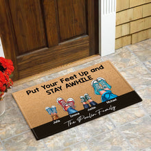 Load image into Gallery viewer, Personalized Family Sneakers Doormat - Put Your Feet Up and Stay Awhile Doormat PopCulturePrints
