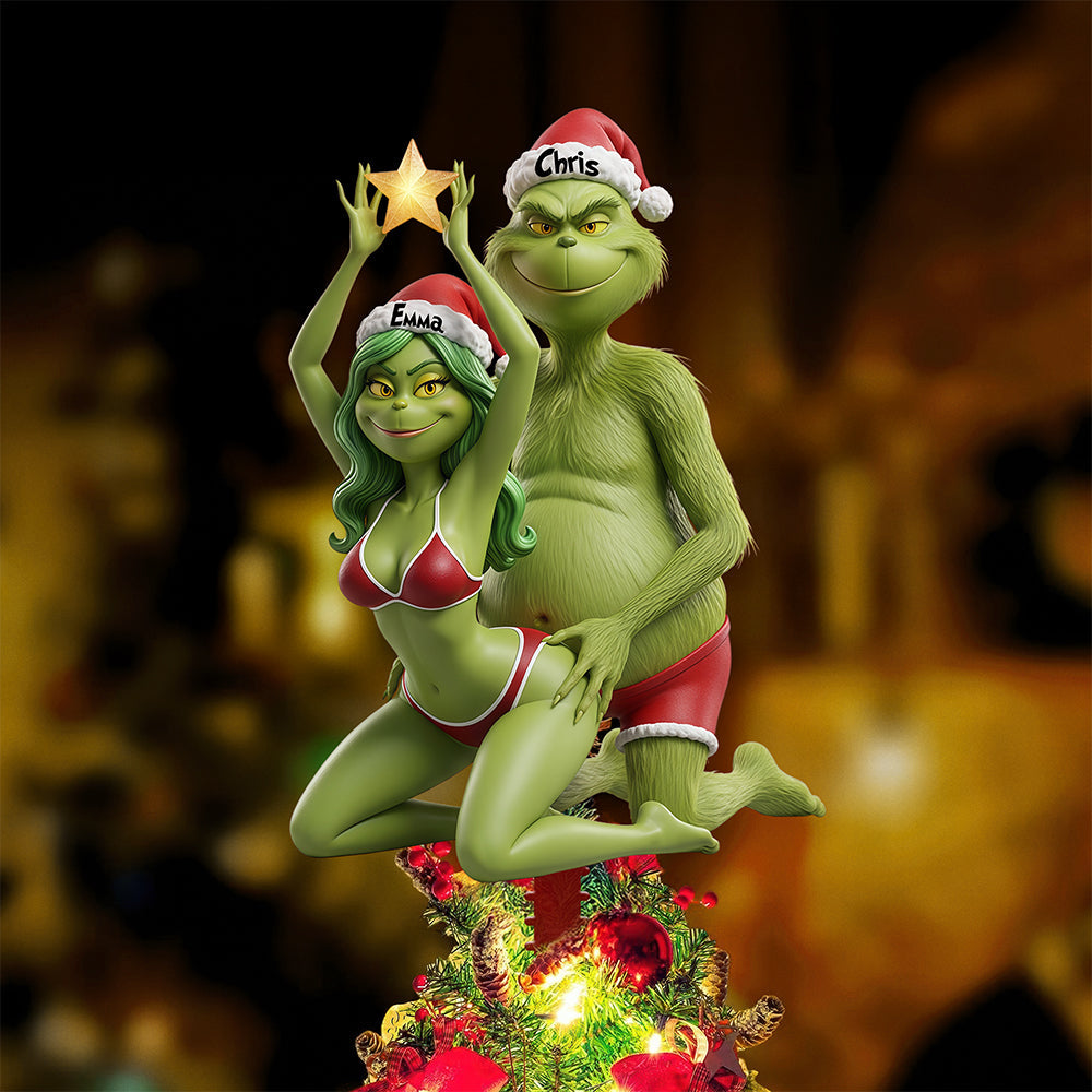 “Naughty & Nice” - Personalized Naughty Couple Acrylic Christmas Tree Topper - Perfect Gift for Couples Ornament PopCulturePrints